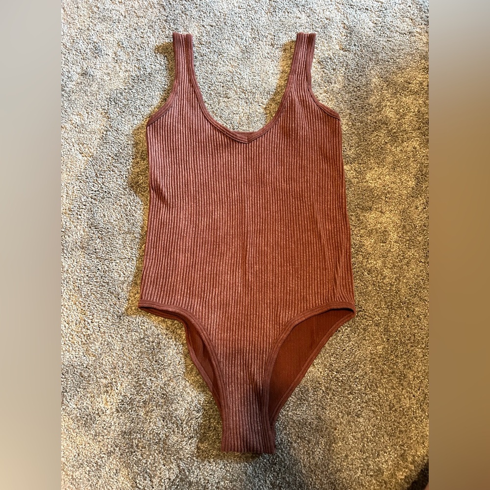 Aura Ribbed Brown Bodysuit